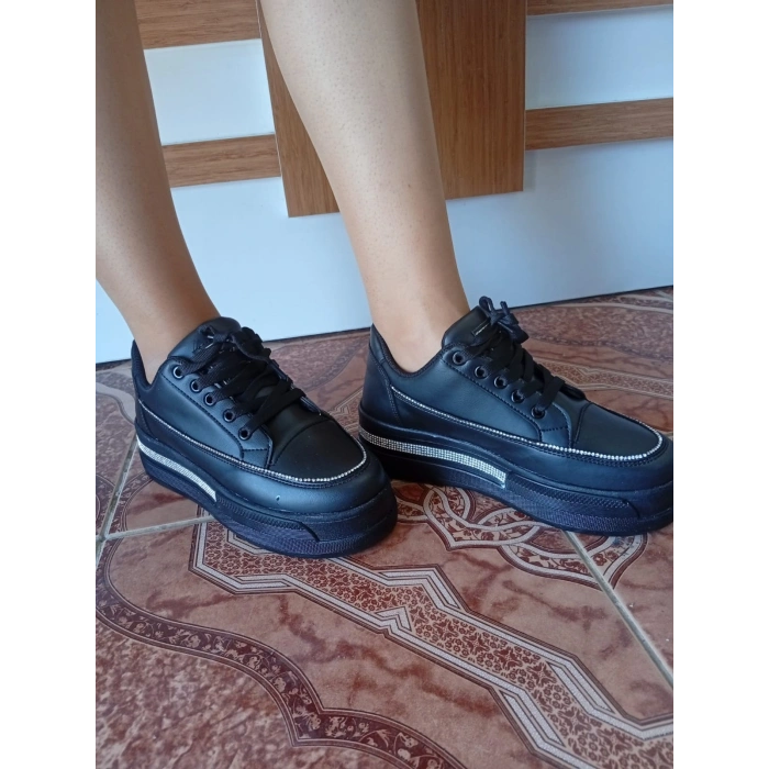 Kadın Yüksek Taban Rahat Şık Günlük  Spor Ayakkabı Siyah Renk