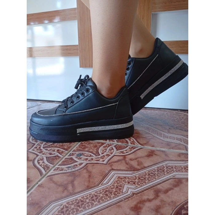 Kadın Yüksek Taban Rahat Şık Günlük  Spor Ayakkabı Siyah Renk