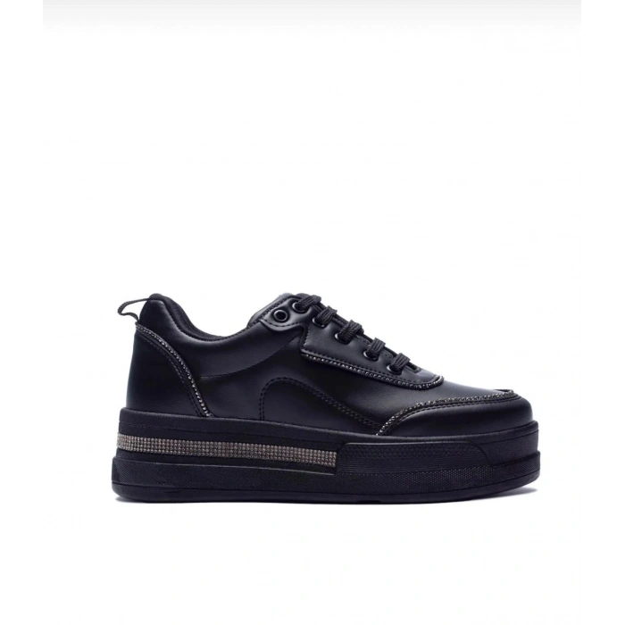 Kadın Yüksek Taban Rahat Şık Günlük Spor Ayakkabı Siyah Renk