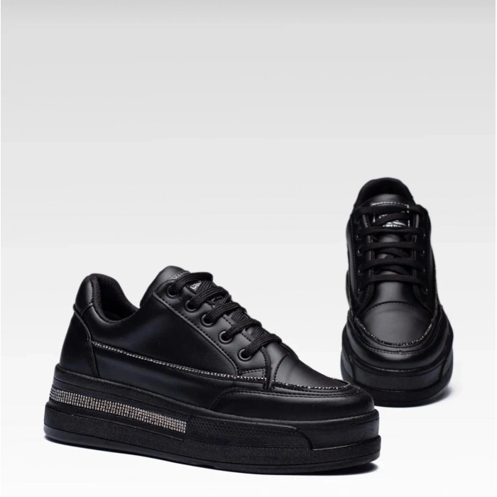 Kadın Yüksek Taban Rahat Şık Günlük  Spor Ayakkabı Siyah Renk