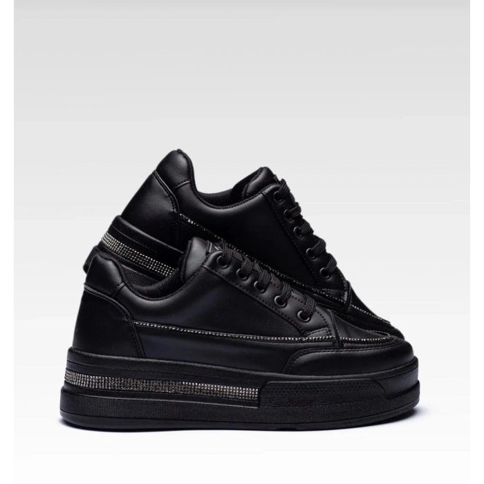 Kadın Yüksek Taban Rahat Şık Günlük  Spor Ayakkabı Siyah Renk