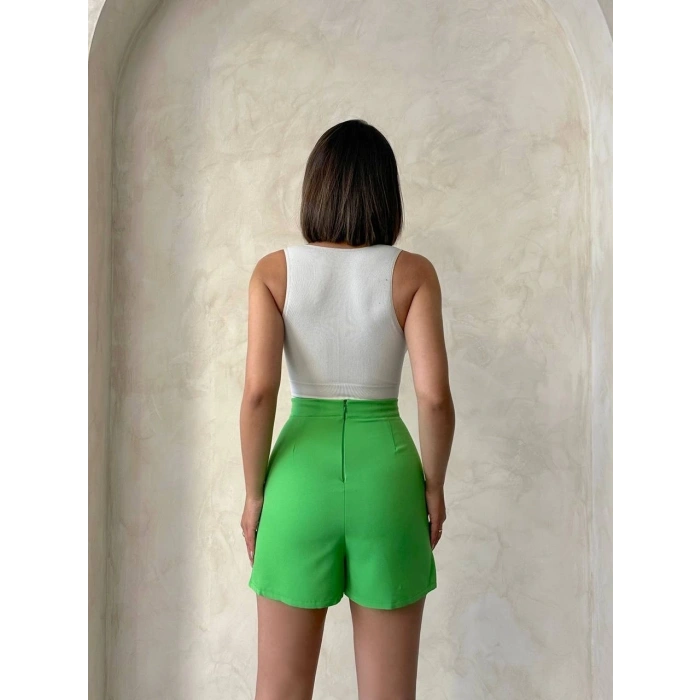Kapaklı şort etek yeşil s24901