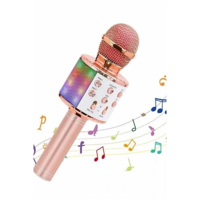 Karaoke Mikrofon Bluetooth Bağlantılı Aux Girişli Uzun Pil Ömrü Yüksek Ses Kaliteli