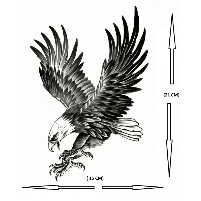 Kartal Geçici Dövme Şablonu Büyük Boy