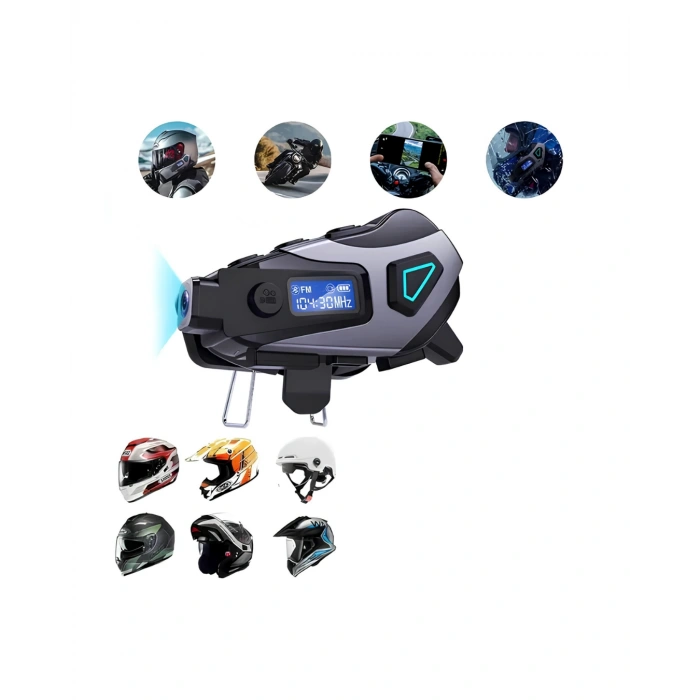 Kask İçi Bluetooth Kulaklık Kamera Özellikli Uzun Pil Ömrü ve Su Geçirmez
