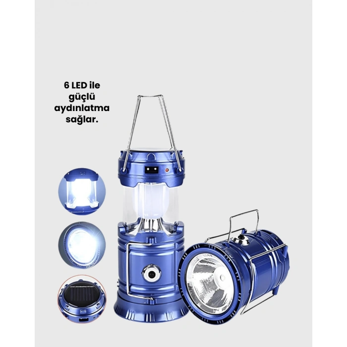 Katlanabilir USB Çıkışlı Kamp Feneri – Şarj Edilebilir, Dayanıklı ve Çok Fonksiyonlu