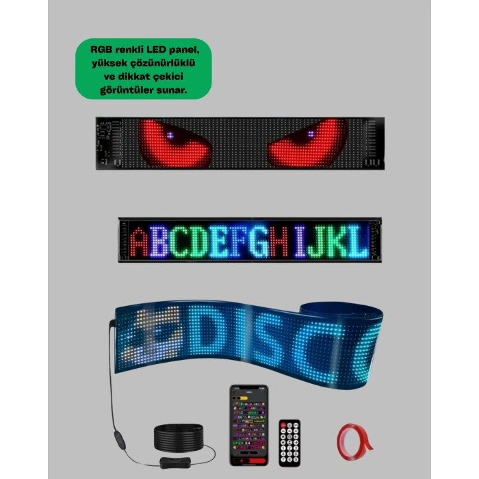 Kayan Yazı Destekli RGB LED Reklam Paneli USB ile Kolay Kurulumlu