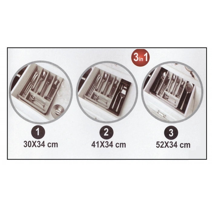 Kayar Kaşıklık Organizeri - 3 Aşamalı Sürgülü - Sağ Sol Açılır