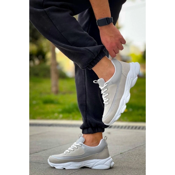 KB-707   Taş Süet Yüksek Taban Bağcıklı Günlük Erkek Ayakkabı