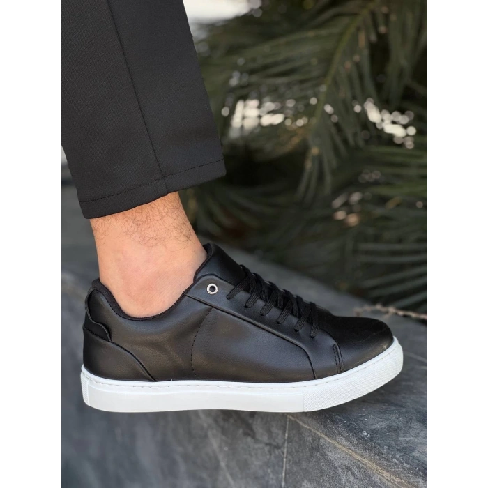 KB-BX1   Siyah Cilt Yüksek Beyaz Taban Günlük Erkek Ayakkabı