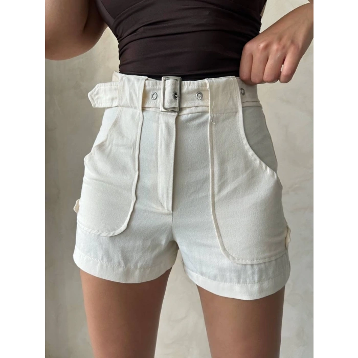 Kemer detaylı gabardin şort  s25289