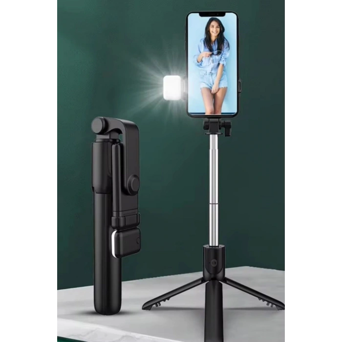 Kendiliğinden Led Işıklı Kumandalı Uzayabilen Selfie Çubuğu,masa Üstü Tripod (  )
