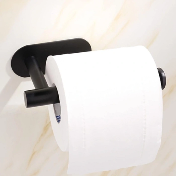 Kendinden Yapışkanlı Tuvalet Kağıtlığı – Mat Siyaodern Banyo Rulo Askısı
