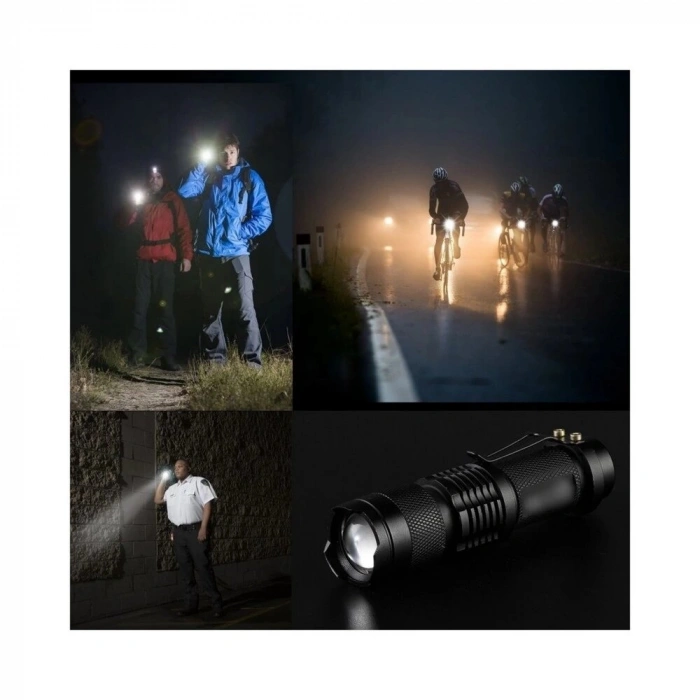 Km-87 Polis Tipi Zoomlu Şarjlı Metal Dağ Kamp Cep Feneri Cree Led 2300 Lumens