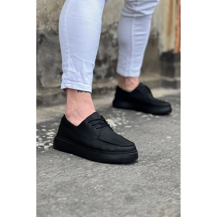Kömür Cilt Ortopedik Taban Erkek Casual Ayakkabı