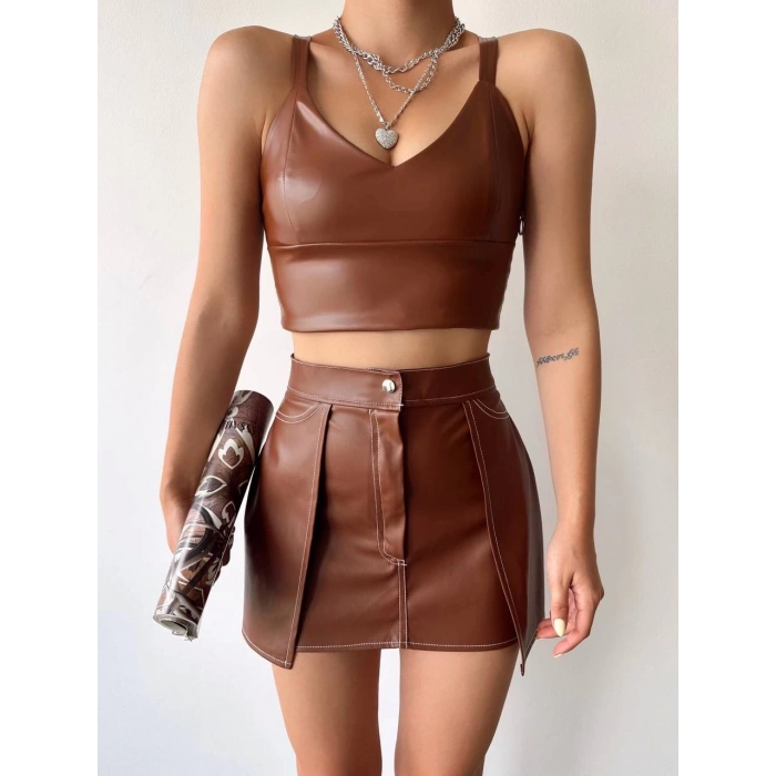 Kontrast deri etek kahve