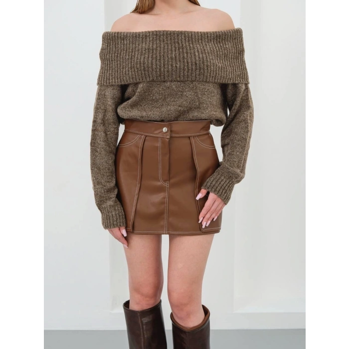 Kontrast deri etek kahve