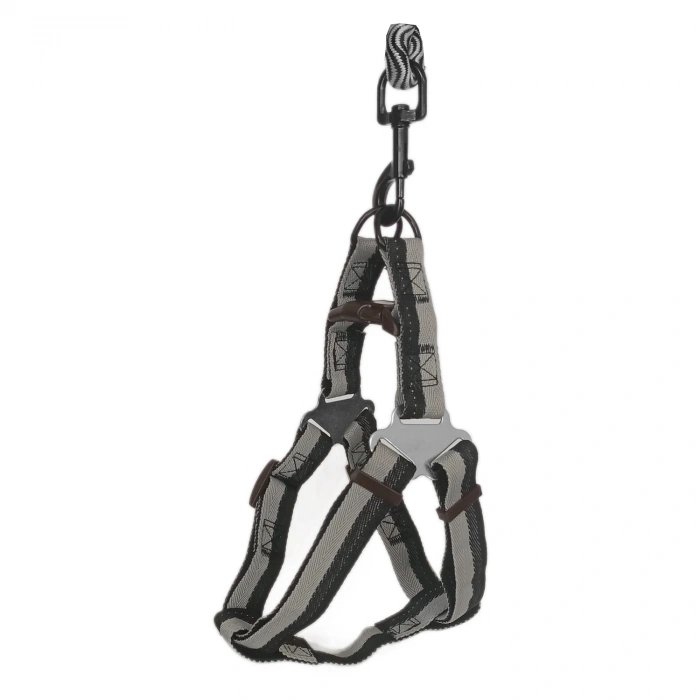 Köpek Göğüs Tasma Seti Daa Desenli 1.5 cm*35-48 cm Siyah-Beyaz