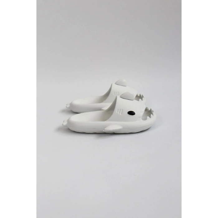 Köpekbalığı Beyaz Unisex Tam Ortopedik Terlik Shark Slides Cuk