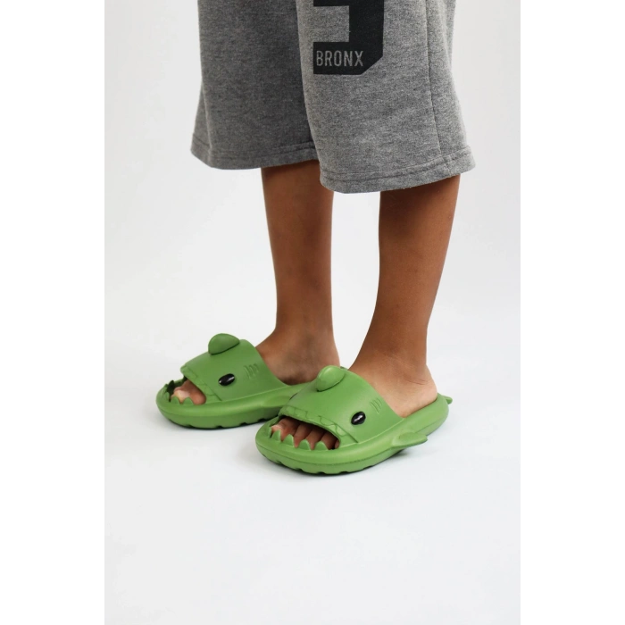 Köpekbalığı Haki Unisex Tam Ortopedik Terlik Shark Slides