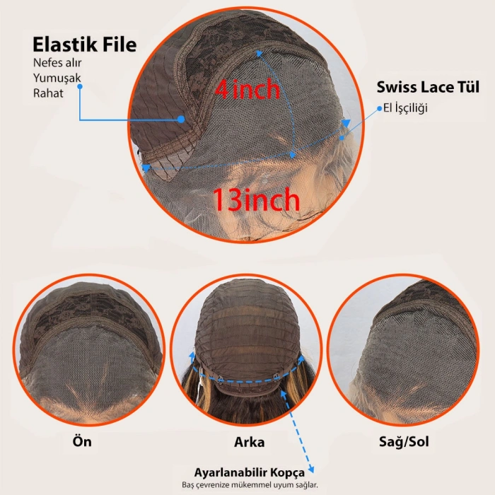 Koyu Kumral Fiber Sen Front Lace Tül Peruk