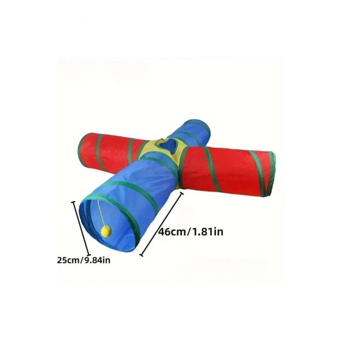 KP 4 Yollu Kedi Tüneli Katlanır Gökkuşağı Kedi Köpek Oyun Tüneli Evcil Hayvan Oyun Tüneli 125 cm