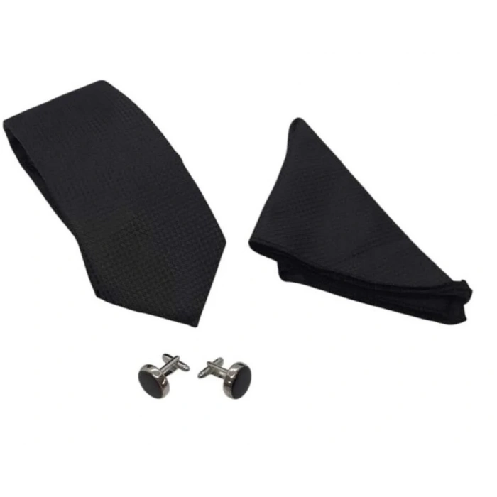 Krat Düğme Set Siyah Desenli Krat Mendil Kol Düğmesi Özel Set