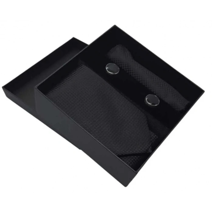 Krat Düğme Set Siyah Desenli Krat Mendil Kol Düğmesi Özel Set