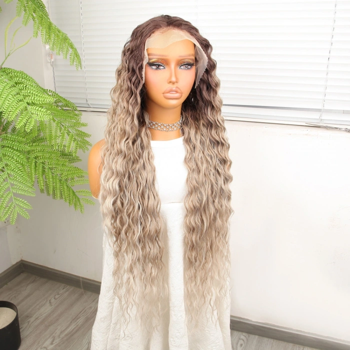 Kumral Beyaz Platin Ombre ve Röfleli Fiber Sen Tül Peruk
