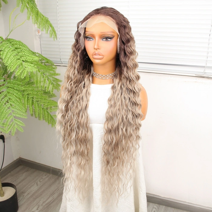 Kumral Beyaz Platin Ombre ve Röfleli Fiber Sen Tül Peruk