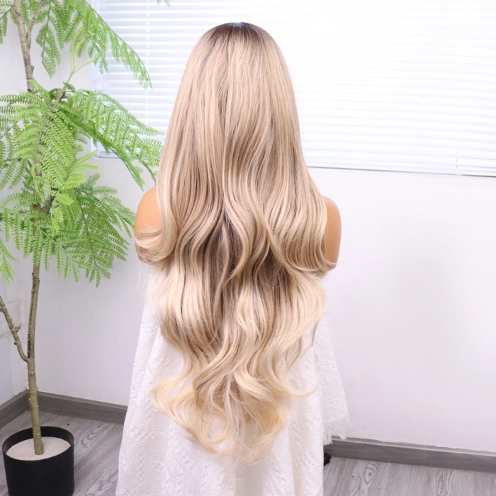Kumral Platin Ombre ve Röfleli Bebek lı Fiber Sen Tül Peruk