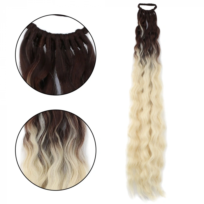 Lastik Tokalı At Kuyruğu Kabarık Afro Daalı / Kumral / Platin Ombre