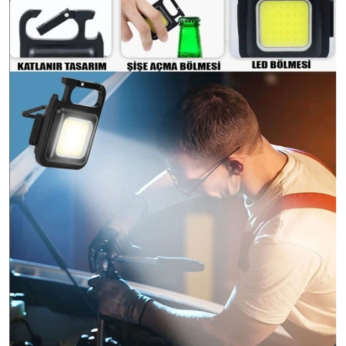 LED Işıklı Flash Özellikli 4 Modlu  Anahtarlık El Feneri