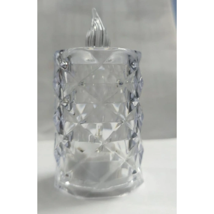 Led Mum Şeffaf Kristal LED Mum Pilli Alevsiz Çay Mumu Düğün Doğum Günü Ortam Işığı Midi