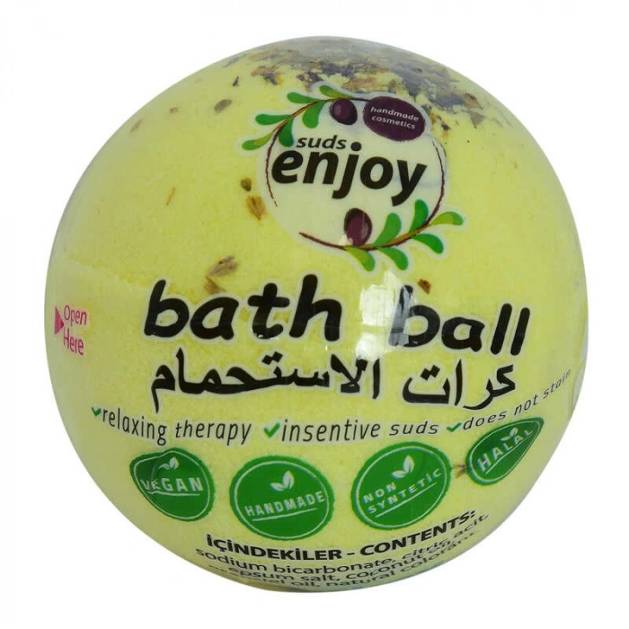 lı El Yapımı Banyo Küvet Topu Sabunu Sarı 90-120 Gr