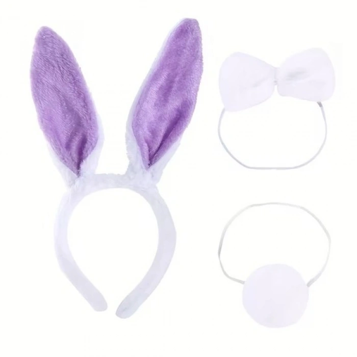 Lila Mor Tavşan Kostüm Seti Kız Çuk – Tütü Etekli 4 Parça