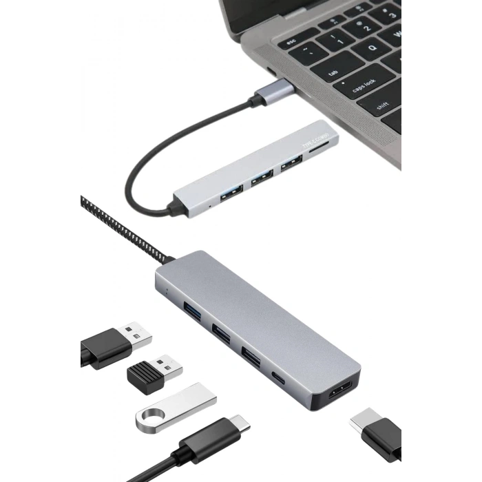 Macbook Pro/air Uyumlu USB TypeC 8 In 1 Hub Dönüştürücü Çevirici Çoklayıcı USB Hdmı Micro Sd 8 Girişli