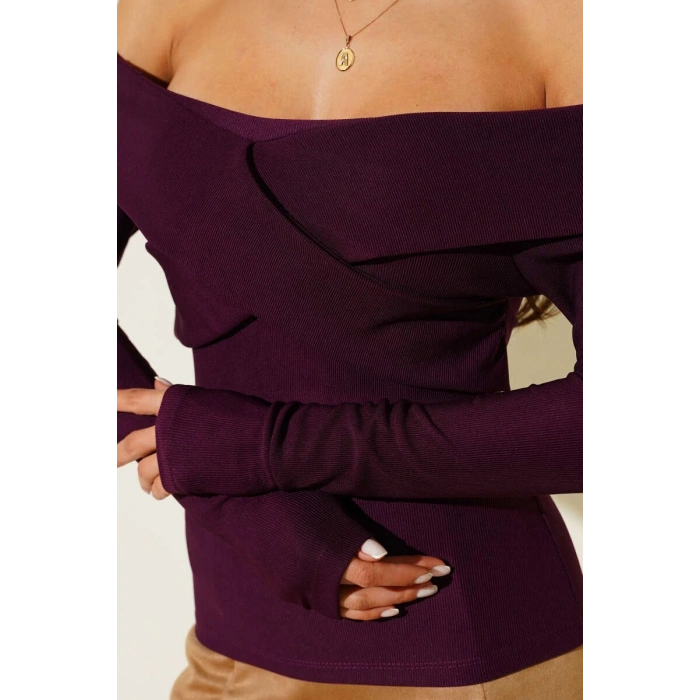 Madonna Çapraz Yaka Bluz mürdüm