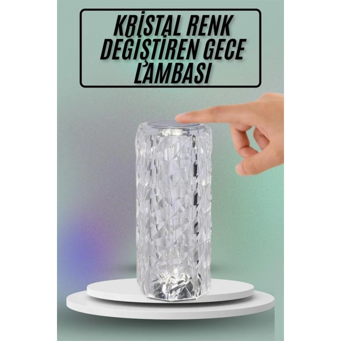 Masa ve Gece Lambası Şık ve Dayanıklı Sensörlü Şarjlı Kristal Lamba