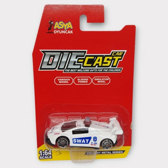 Metal Mini Polis Arabası  8 cm - Polis - 3 - 1 ADET