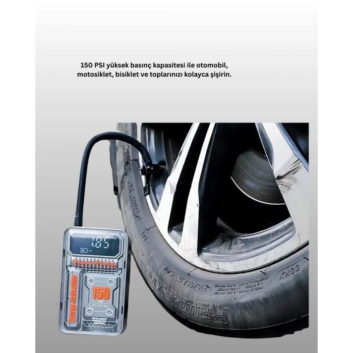 Mini Boy Elektrikli Şarjlı Yüksek Basınçlı Lastik Şişirme Pompası