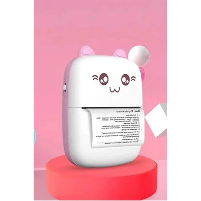 Mini Fotoğraf Yazıcı Kablosuz Etiket Yazıcı Baskı Makinesi Ios Android Uyumlu Termal Printer Pembe