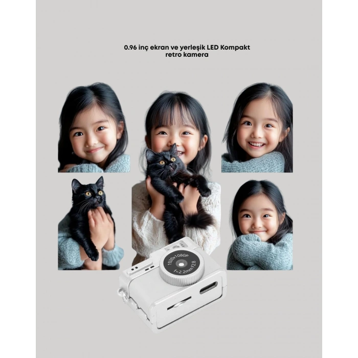 Mini HD Dijital Kamera 1080P Kordonlu Taşınabilir Retro Model