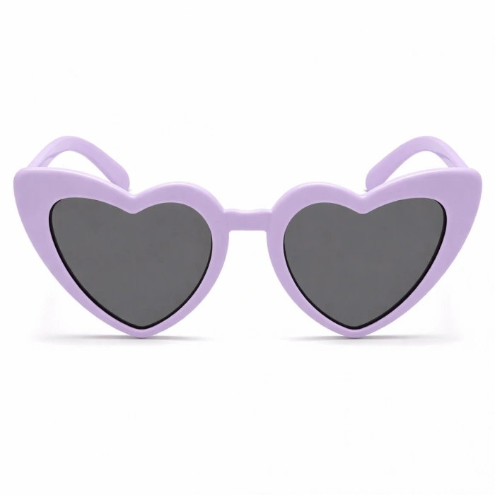 Mor Lila Retro Kalp Gözlük – 80’ler 90’lar Stil Parti Gözlüğü