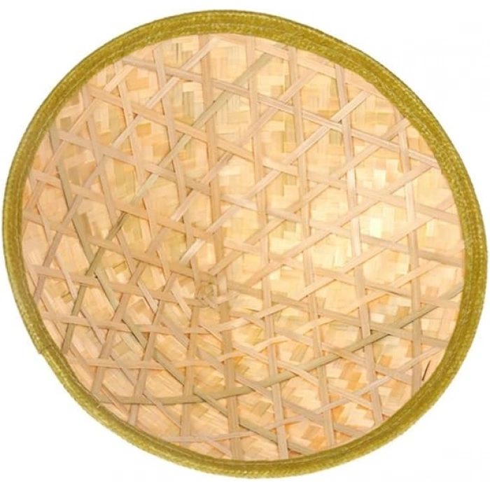 Naturel Renk Cambodia Kambyalı Vietnam Şapkası PVC Hasır