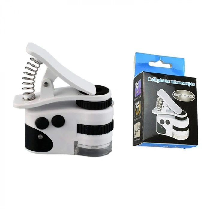 Nikula 60X Mini Cep Telefonu Için Mandallı Mikroskop Uv Ledli Büyüteç Model AL2431 (  )