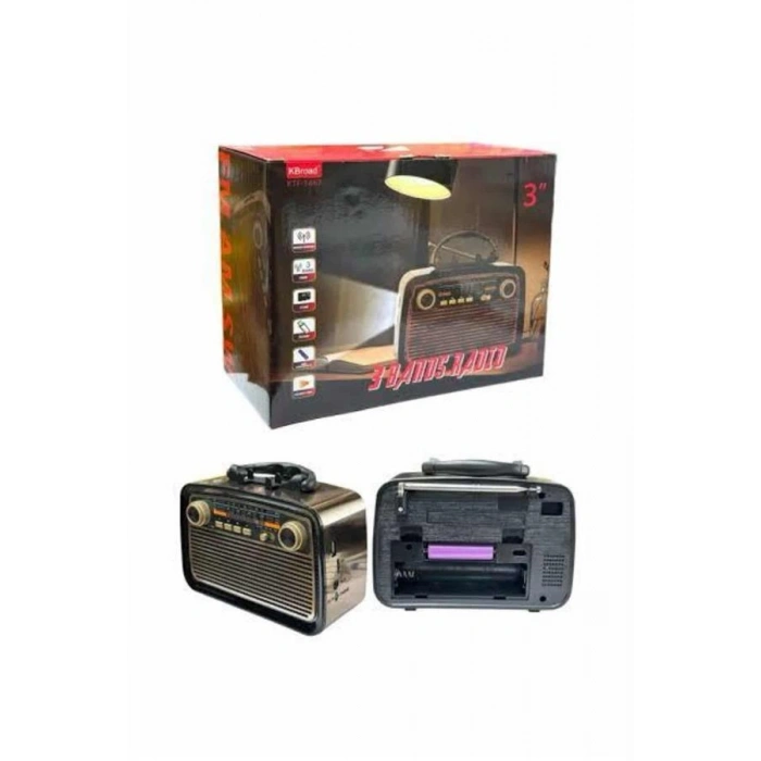 Nostalji Radyo Bluetooth Hoparlör USBSD Kart Giriş Led Fener Işıklı Bataryalı Pilli