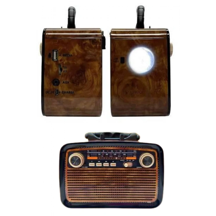 Nostalji Radyo Bluetooth Hoparlör USBSD Kart Giriş Led Fener Işıklı Bataryalı Pilli Yeni Nesil