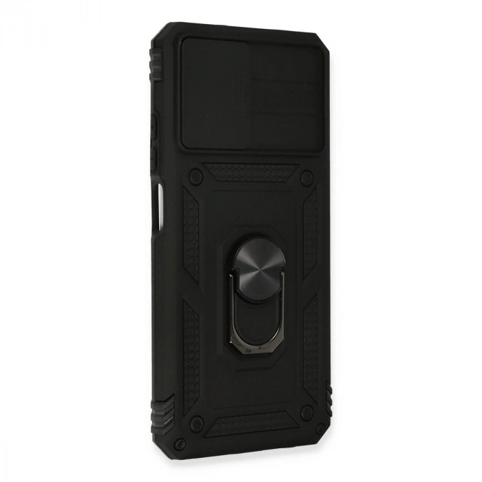 Note 10 Kılıf Pars Lens Yüzüklü  - Siyah