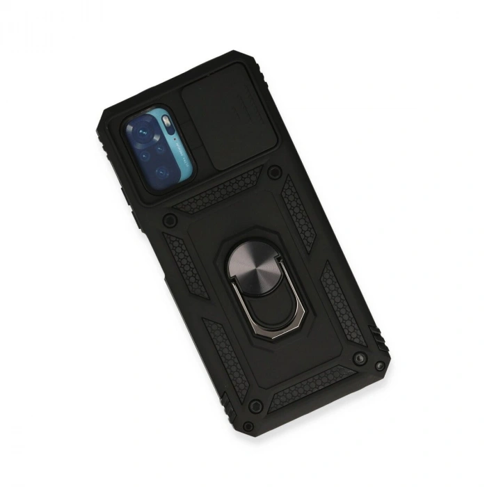 Note 10 Kılıf Pars Lens Yüzüklü  - Siyah